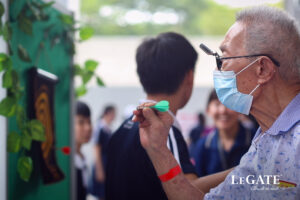 Seniors and students engaging in an activity